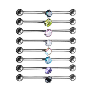 Trèfle Titane <span class=keywords><strong>Piercing</strong></span> Bijoux F136 Longue Tige Oreille Goujons G23 CZ Zircon Oreille Pont <span class=keywords><strong>Piercing</strong></span> Goujons Unique Mode Corps Bijoux - Product Image 1