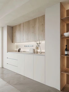 מזנון מודרני מינימליסטי לבן מעץ מלא של JINGSHUN, ארון תצוגה עם 5+ מגירות ומדפים, ידידותי לסביבה, בעל תו תקן CE, לסלון - Product Image 5