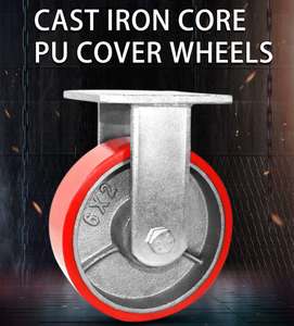 WH Hoch leistungs starr mit Brems rollen 4 5 6 8in Polyurethan Eisenkern Pu Lager wagen beständig und lautlos Nachlauf - Product Image 2
