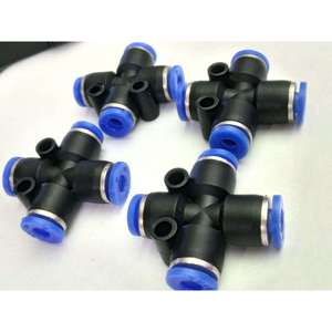 Pneumatic Plastic <b>Quick</b> Coupler 4mm Four Way <b>Connector</b> For Air Hose Fitting - Product Image 1