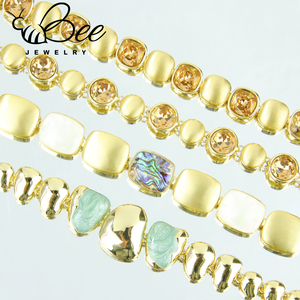 Summer Hot Sale 14k Plated Jewelry Elegant <b>Crystal</b> <b>Bracelet</b> Irregular Enamel Resin Handmade Cuban Chains <b>Bracelets</b> For Gifts - Product Image 4