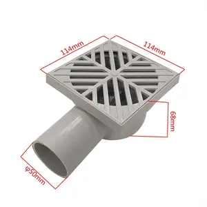 GUIDA 721019 PVC floor drains bathroom square plastic water Overflow deodorant shower Drain Waste Drainer