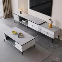Meuble TV moderne en bois, extensible, avec table basse en dalle de roche, pour salon, mobilier de maison - Vente chaude