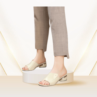 Sandales dames talon bloc talon été nouvelles femmes pantoufles en cuir souple sandales porter élégant bouche de poisson grande taille chaussures pour femmes
