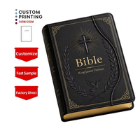 Bible chrétienne premium personnalisée en cuir PU rigide, impression OEM, vente en gros, cadeau religieux pour église