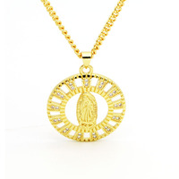 Venditore caldo di lusso vergine maria ciondolo religioso alla moda CZ in metallo ovale forma quadrata gioielli che fanno accessori zircone