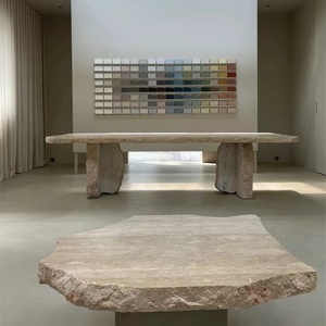 Marbre <span class=keywords><strong>travertin</strong></span> jaune de haute qualité pour table de salle à manger rectangulaire pour villa, idéal pour les magasins de bijoux et d'accessoires - Product Image 4