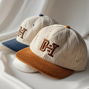 Casquette personnalisée en velours côtelé à 5 panneaux Casquettes de baseball décontractées à bord court Chapeau de papa vintage non structuré Chapeaux de camionneur Hip Hop - Product Image 5