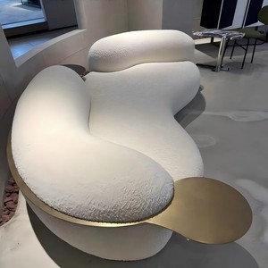 โซฟาสไตล์อิตาเลียนสมัยใหม่ชุดห้องนั่งเล่นทรงถั่วแบบเรียบง่ายเตียงในร้านอาหารทำจากไม้แกะ - Product Image 3