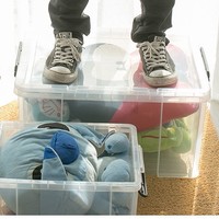Boîte de rangement en plastique transparente épaissie à angle droit pour couettes, vêtements, articles divers, jouets – Style minimaliste moderne – Boîte Hercules