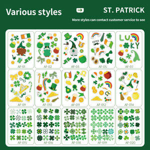 St. Patrick's Day Autocollant Trèfle à quatre feuilles Autocollants pour enfants Trèfle irlandais vert pour visage Fête du corps Célébrations de vacances - Product Image 6