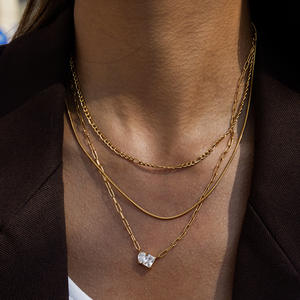 Collar de acero inoxidable con placa de oro de 18 quilates, nudo de diseño clásico de Hércules, collar asimétrico con cierre OT - Product Image 1