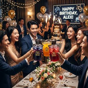 Gobelets en plastique transparent 16 oz PET, diamètre 98 mm, personnalisables avec impression numérique, pour dégustation de vin, dîner de gala, réception formelle - Product Image 2