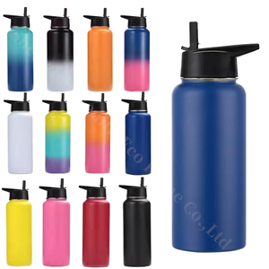 شعار مخصص صالة ألعاب رياضية من الفولاذ المقاوم للصدأ بفتحة واسعة 32 أونصة معزولة مع 3 أغطية وفرشاة تنظيف للتخييم - Product Image 4