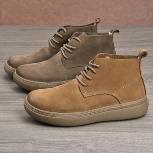 Bottes mi-mollet en daim pour homme, bout rond, doublure polaire, semelle extérieure en caoutchouc, semelle intermédiaire EVA amortie, toutes saisons, usage décontracté en extérieur - Product Image 3