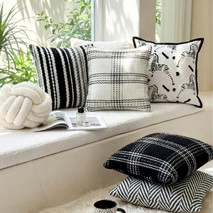 Housse de coussin de canapé style Ins à rayures zébrées, pour un style léger et luxueux, sensation haut de gamme, vintage - Product Image 1