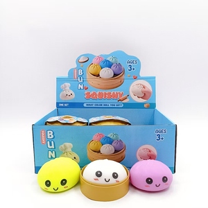 Nouvel Arrivage : Jouet Promotionnel Coloré Anti-stress Squishy en forme de Bao (Boulette Vapeur) avec Visage Souriant et Cuiseur Vapeur - Product Image 1
