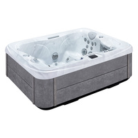 VIRLUX Spa de jardin moderne en acrylique carré pour 2 adultes + 1 chaise longue, 37 jets de massage, petit spa de relaxation pour la cour