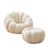 Fauteuil de sol pliable en velours en forme de citrouille, une place, pour petits appartements et salons de beauté - Style moderne