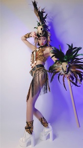 Costumes de scène en plumes de samba indiens pour hommes et femmes, pour spectacles de danse Gogo, troupes de danse, fêtes et spectacles commerciaux en parcs à thème - Product Image 4