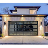 Porte de garage sectionnelle moderne 9x8 9x7 16x7 à vue complète en aluminium et verre trempé, porte de garage électrique en plexiglas