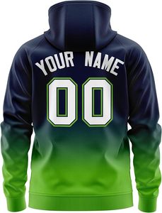 Sudadera con capucha y cremallera degradada con logo personalizado, estampado completo, ropa deportiva para hombre, equipo universitario de otoño, reflectante, con números y parches. - Product Image 2