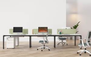 Cloison modulaire ouverte moderne personnalisée, bureau d'ordinateur stable, gestion des câbles pour poste de travail de personnel de bureau pour 6 personnes - Product Image 2
