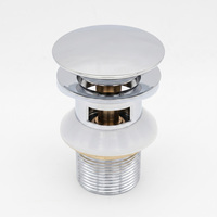 Vanne de vidange à clic-clac en laiton chromé pour lavabo moderne, sans fente, G1-1/4", pour salle de bain, cuisine, hôpital