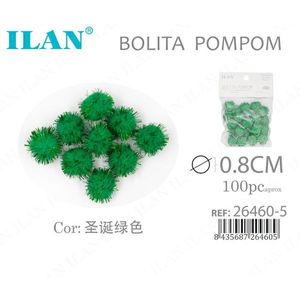 ILAN Bolita Pompom 0,8 cm Verde Decorazione Natalizia 100 Pezzi - Product Image 3