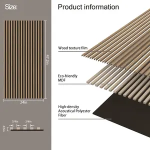 Sunwing 3 Faces Light Wood Slat Acoustic Wall Panel | Stock In US | 2-Pack 23.5'' X 47.2'' 3D Fluted Soundproof Wall Panelling