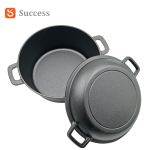 Casserole en fonte pré-assaisonnée deux en un pour l'extérieur, <span class=keywords><strong>four</strong></span> hollandais robuste, équipement de cuisson au feu de camp, ustensiles de survie, rétention de chaleur - Product Image 4