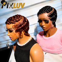 Perruques Bob en gros, cheveux humains, perruque Lace Front coupe Pixie, sans colle, pré-épilée, couleur marron, cheveux brésiliens bouclés courts de Birmanie
