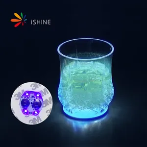 Likör bira yanıp sönen işıklı Light düğme beyaz aydınlatma fincan Led Coaster Mini - Led etiket cam şişe