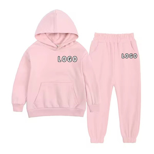 Set di Abbigliamento Casual per Bambini in Cotone Tinta Unita, Completo Due Pezzi con Felpa e Pantaloni con Cappuccio - Product Image 1