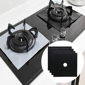 Protecteur de cuisinière à gaz réutilisable et écologique en PTFE 27x27cm, lavable, antiadhésif, facile à nettoyer, couvre-brûleur, protection de la surface de cuisson - Product Image 1