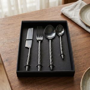 Stainless Steel <b>Cutlery</b> <b>Set</b> With Satin <b>Black</b> Finish - Product Image 2
