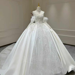 Abito da Sposa di Lusso Jancember XX03 con Piume, Vestito da Ballo con Spalle Scoperte, Abito Nuziale con Piume - Product Image 3