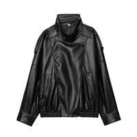 Veste en simili cuir marron de haute qualité pour femmes, veste bomber oversize, veste de motard vintage en cuir PU, vêtements d'extérieur