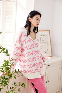 Ensemble de pyjama en molleton tricoté rose corail décontracté pour femmes, nouvelle arrivée 2026, personnalisé, doux, chaud, ample, <span class=keywords><strong>v</strong></span>êtements de détente pour l'hiver - Product Image 2