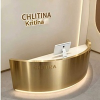QT-272X Meuble de rangement semi-circulaire en acier inoxydable au design minimaliste moderne pour salon de beauté, bar ou caisse