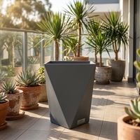 Pot de fleurs carré haut en plastique PP, motif géométrique nordique, grand pot de fleurs pour jardin et décoration intérieure
