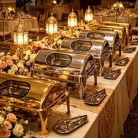 Plats de service pour traiteur de mariage, ensemble de réchauds de buffet à couvercle roulant, chauffe-plats de luxe de haute qualité pour hôtels et restaurants