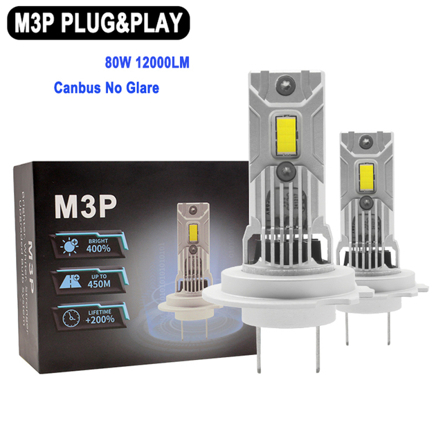 M3P H1 H7 H11 H4 H19 HB3 80w LED Headlight 3570 CSP 9005 9006 9012 Led Fog Headlights H4 Canbus Luce Led Auto 12V Led Car Light