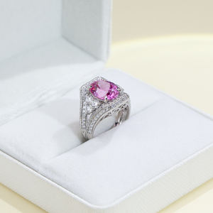 Bague pour femme Messi Jewelry MSR-2031 PT950 avec pierres précieuses et diamants de laboratoire - Product Image 3