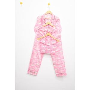 Conjunto de Pijama de Satén de Algodón Estampado a Mano 2026 con Estampado Floral, Ropa de Dormir de Tres Piezas con Cuello Vuelto - Product Image 4