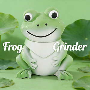 Rukioo Classic Cute Frog Design Zinc Alloy & <b>Plastic</b> 4-Part 90mm Large Dry Herb <b>Grinder</b> - Product Image 1