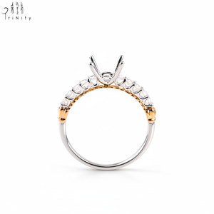 Anillo de Diamantes Naturales Reales de Oro Sólido de 18K de Alta Calidad con Diseño Clásico, Sin Piedra Principal, Anillo de Bodas para Mujer - Product Image 2