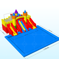 Parc aquatique gonflable extérieur commercial de PVC de Platon 0.55-0.9mm avec la glissière d'amusement de double piscine pour des enfants et des adultes