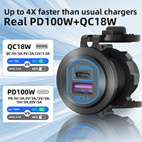 Cargador USB C de Aluminio de 12-24V con Múltiples Puertos: 100W PD, 18W QC 3.0, Garantía de 1 Año para Auto, Barco, Motocicleta, RV, Camión