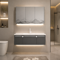 Meuble de salle de bain de style européen moderne avec miroir intelligent, étanche, suspendu, couleur et taille personnalisables, fabrication OEM